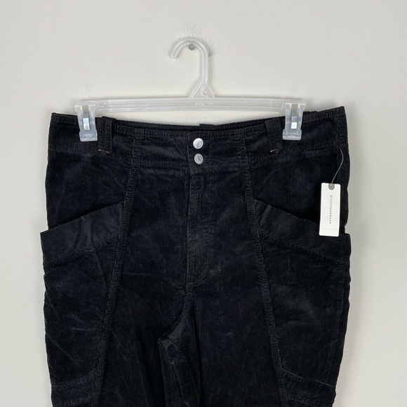 Anthropologie Pilcro Slim Corduroy Cargo Pants Size 32 Tall Black Ankle Zip New - Picture 5 of 10
